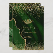 Quinceanera Emerald Green Agate Faux Gold Dust Inv Kaart (Voorkant / Achterkant)