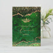 Quinceanera Emerald Green Agate Faux Gold Dust Kaart (Staand voorkant)