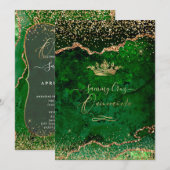 Quinceanera Emerald Green Agate Faux Gold Dust Kaart (Voorkant / Achterkant)