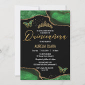 Quinceañera Emerald Green Agate Marble Butterflies Kaart (Voorkant)