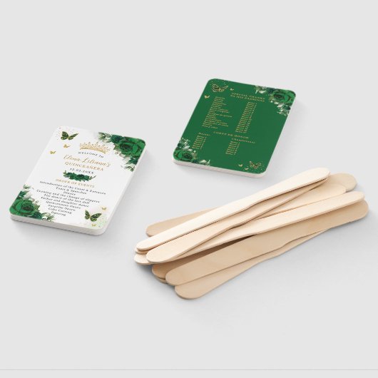 Quinceañera Emerald Green Bloemen Evenementen Prog Handwaaier (Niet-gemonteerd)