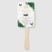 Quinceañera Emerald Green Bloemen Evenementen Prog Handwaaier (Voorkant)