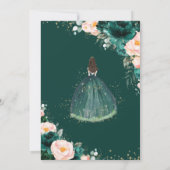 Quinceañera Emerald Green Blush Floral Princess Kaart (Achterkant)