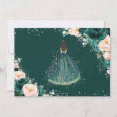 Quinceañera Emerald Green Blush Floral Princess Kaart (Achterkant)