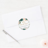 Quinceañera Emerald Green Blush Floral Twins Ronde Sticker (Envelop)