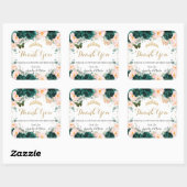 Quinceañera Emerald Green Blush Floral Twins Vierkante Sticker (Vel)