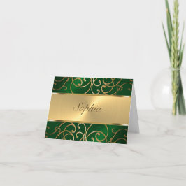 Quinceanera Emerald Green en Gold Filigree Swirls