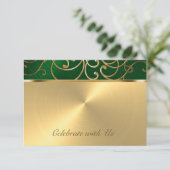 Quinceanera Emerald Green en Gold Filigree Swirls Kaart (Staand voorkant)