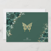 Quinceañera Emerald Green Enchanted Forest Floral Kaart (Achterkant)