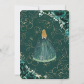 Quinceañera Emerald Green Floral Blonde Princess Kaart (Achterkant)