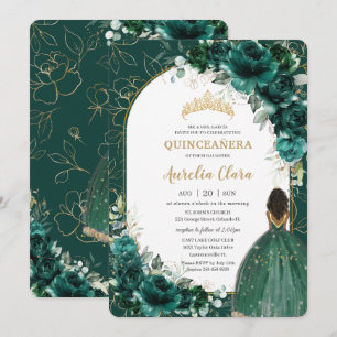 Quinceañera Emerald Green Floral Brown Princess Kaart