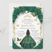 Quinceañera Emerald Green Floral Brown Princess  Kaart (Voorkant)
