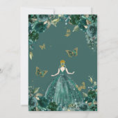 Quinceañera Emerald Green Floral Butterflies Kaart (Achterkant)