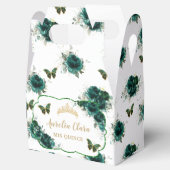 Quinceañera Emerald Green Floral Butterflies Tiara Bedankdoosjes (Geopend)