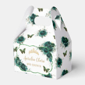 Quinceañera Emerald Green Floral Butterflies Tiara Bedankdoosjes (Voorkant Zijde)