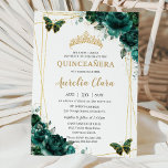 Quinceañera Emerald Green Floral Butterflies Tiara Kaart<br><div class="desc">Pas deze mooie quinceañera-uitnodiging gemakkelijk en snel aan met eigen tekst. Druk op de knop Aanpassen om de stijl en plaatsing van de tekst verder te herschikken en te formatteren. Overeenkomende objecten in de winkel! c) De Happy Cat Studio</div>