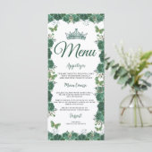 Quinceañera Emerald Green Floral Butterflies Tiara Menu (Staand voorkant)
