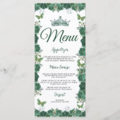 Quinceañera Emerald Green Floral Butterflies Tiara Menu (Voorkant)