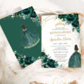Quinceañera Emerald Green Floral Gold Princess Inv Kaart