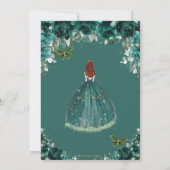 Quinceañera Emerald Green Floral Gold Princess Kaart (Achterkant)
