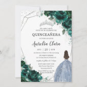 Quinceañera Emerald Green Floral Kaart (Voorkant)