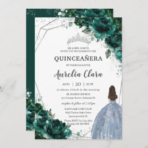 Quinceañera Emerald Green Floral Kaart