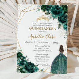 Quinceañera Emerald Green Floral Princess Español Kaart