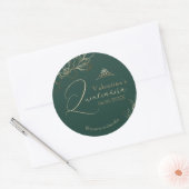 Quinceañera Emerald Green Floral Ronde Sticker (Envelop)