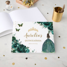QUINCEAÑERA Emerald Green Floral Rozen Princess Gastenboek