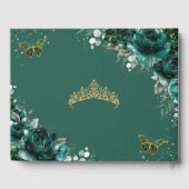 QUINCEAÑERA Emerald Green Floral Rozen Vlinders Gastenboek (Achterkant)