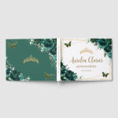 QUINCEAÑERA Emerald Green Floral Rozen Vlinders Gastenboek (Volledig)