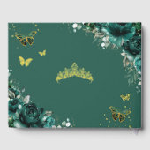 QUINCEAÑERA Emerald Green Floral Rozen Vlinders Gastenboek (Achterkant)