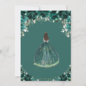 Quinceañera Emerald Green Floral Tiara Princess Kaart (Achterkant)