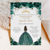 Quinceañera Emerald Green Floral Tiara Princess Kaart