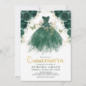 Quinceañera Emerald Green Flower Princess Birthday Kaart (Voorkant)