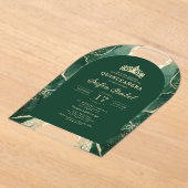 Quinceañera Emerald Green Gold Agaat Elegant Acryl Uitnodigingen (Laagn)