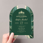 Quinceañera Emerald Green Gold Agaat Elegant Acryl Uitnodigingen (Insitu (Draagbaar))