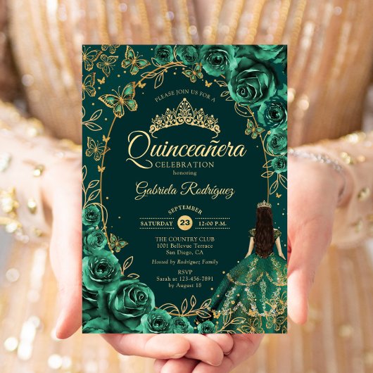 Quinceanera Emerald Green Gold Kaart