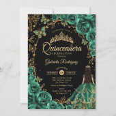 Quinceanera Emerald Green Gold Zwart Kaart (Voorkant)
