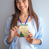 Quinceanera emerald green goudjurk badge