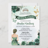 Quinceanera Emerald Green Jurk Gouden Vlinder Kaart (Voorkant)