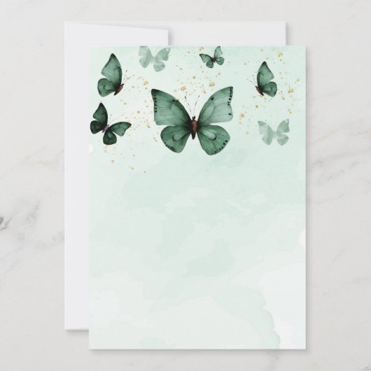 Quinceanera Emerald Green Jurk Gouden Vlinder Kaart (Achterkant)