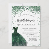 Quinceanera emerald green jurk witte luxe kaart (Voorkant)