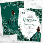Quinceanera Emerald Green Jurk Zilver Kaart