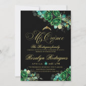 Quinceañera Emerald green Lux Botanical Kaart (Voorkant)