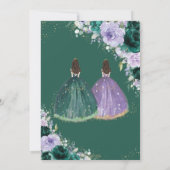 Quinceañera Emerald Green Paarse Floral Twins Kaart (Achterkant)