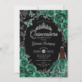 Quinceanera Emerald Green Silver Black Kaart (Voorkant)