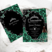 Quinceanera Emerald Green Silver Black Kaart