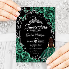 Quinceanera Emerald Green Silver Black Kaart