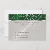 Quinceanera Emerald Green Silver Filigree Swirls Kaart (Achterkant)